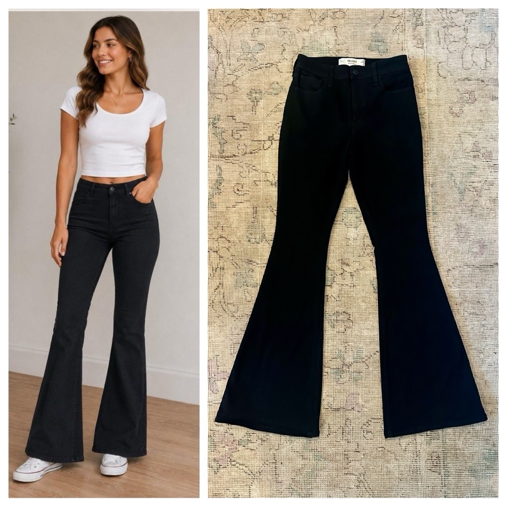 Hollister High Rise Black Flare Jeans Size 26W